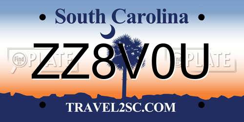 ZZ8V0U South Carolina License Plate