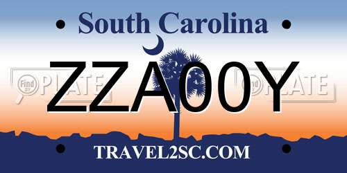 ZZA00Y South Carolina License Plate