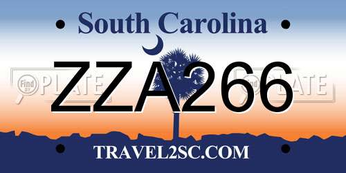 ZZA266 South Carolina License Plate