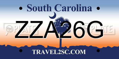 ZZA26G South Carolina License Plate