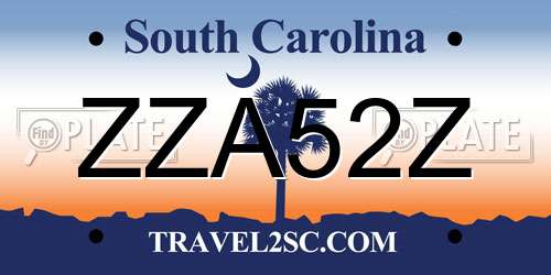 ZZA52Z South Carolina License Plate