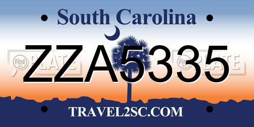 ZZA5335 South Carolina License Plate
