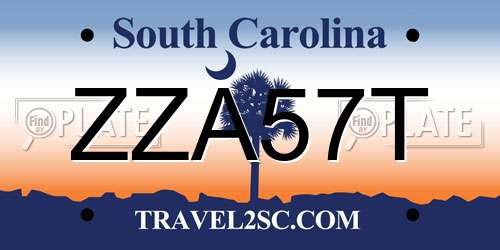 ZZA57T South Carolina License Plate