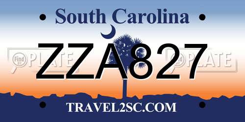 ZZA827 South Carolina License Plate