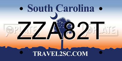 ZZA82T South Carolina License Plate