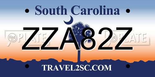 ZZA82Z South Carolina License Plate