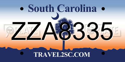 ZZA8335 South Carolina License Plate