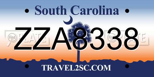 ZZA8338 South Carolina License Plate