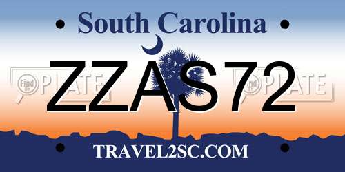 ZZAS72 South Carolina License Plate