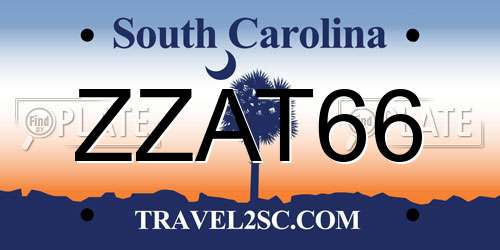 ZZAT66 South Carolina License Plate