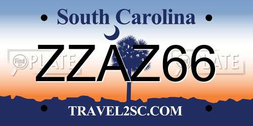 ZZAZ66 South Carolina License Plate