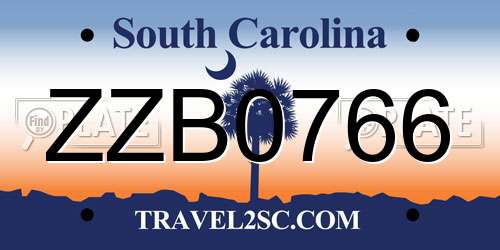 ZZB0766 South Carolina License Plate