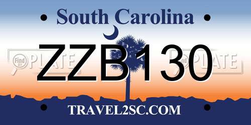 ZZB130 South Carolina License Plate