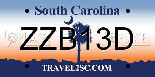 ZZB13D South Carolina License Plate