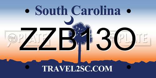 ZZB13O South Carolina License Plate