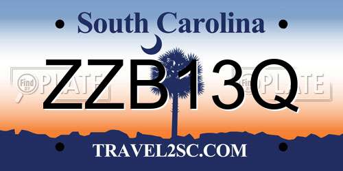 ZZB13Q South Carolina License Plate