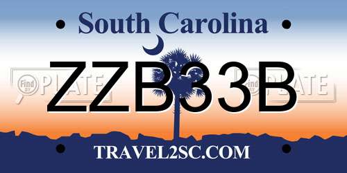 ZZB33B South Carolina License Plate