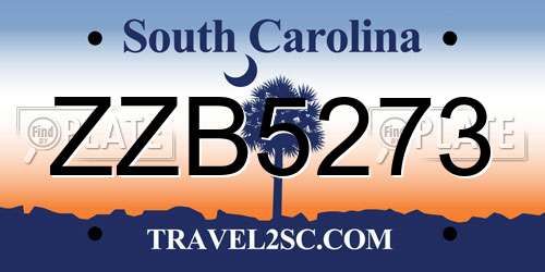 ZZB5273 South Carolina License Plate