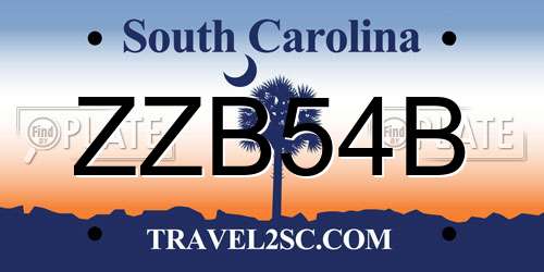 ZZB54B South Carolina License Plate