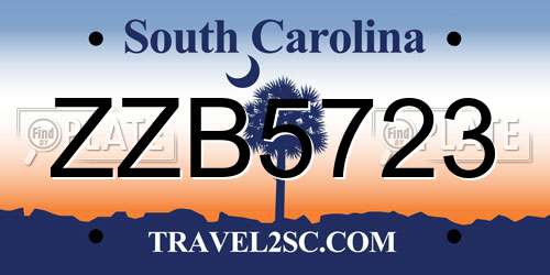 ZZB5723 South Carolina License Plate