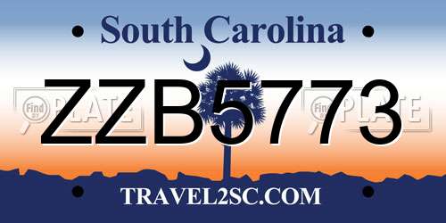 ZZB5773 South Carolina License Plate