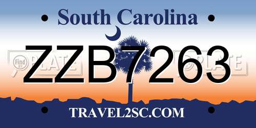 ZZB7263 South Carolina License Plate