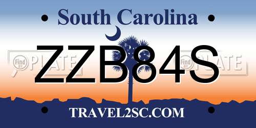 ZZB84S South Carolina License Plate