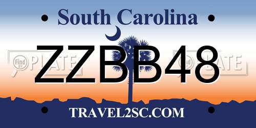 ZZBB48 South Carolina License Plate