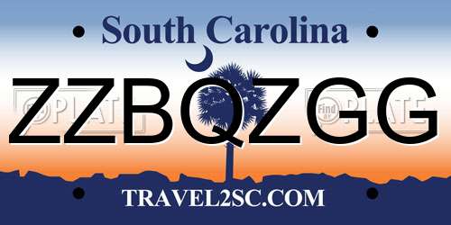 ZZBQZGG South Carolina License Plate