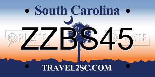 ZZBS45 South Carolina License Plate