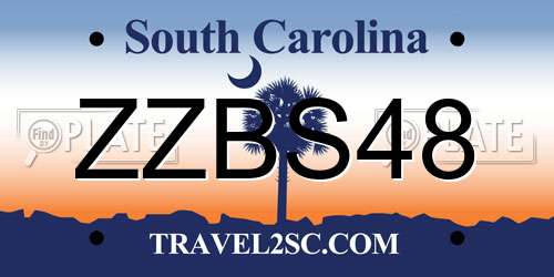 ZZBS48 South Carolina License Plate