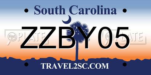 ZZBY05 South Carolina License Plate