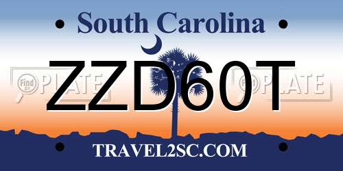 ZZD60T South Carolina License Plate