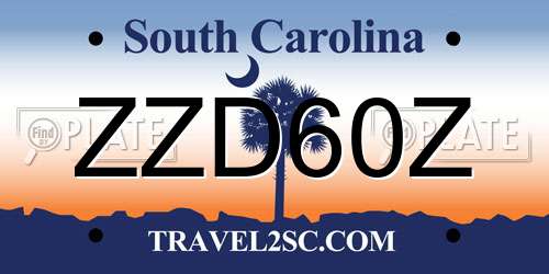 ZZD60Z South Carolina License Plate