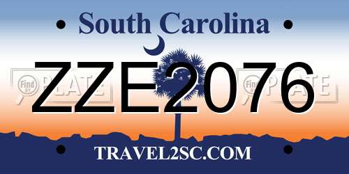 ZZE2076 South Carolina License Plate