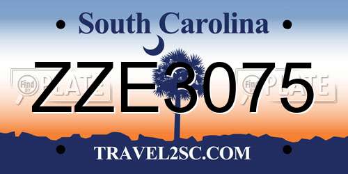 ZZE3075 South Carolina License Plate