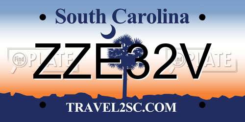 ZZE32V South Carolina License Plate