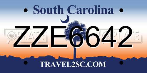ZZE6642 South Carolina License Plate