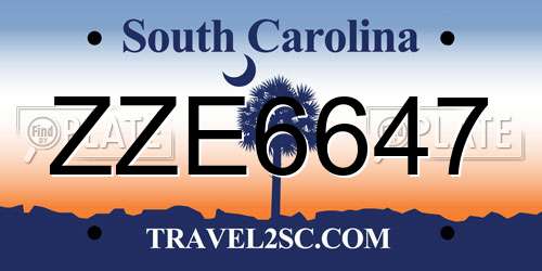 ZZE6647 South Carolina License Plate