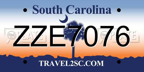 ZZE7076 South Carolina License Plate