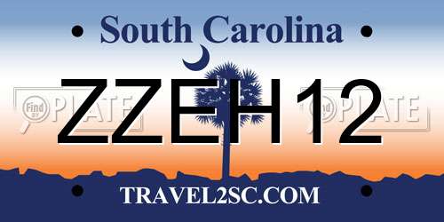 ZZEH12 South Carolina License Plate