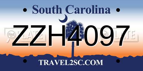 ZZH4097 South Carolina License Plate