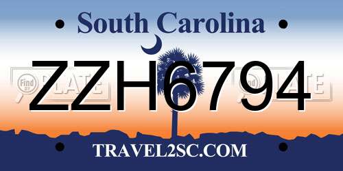 ZZH6794 South Carolina License Plate