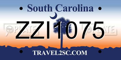 ZZI1075 South Carolina License Plate