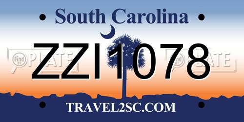 ZZI1078 South Carolina License Plate