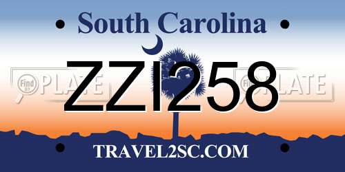 ZZI258 South Carolina License Plate