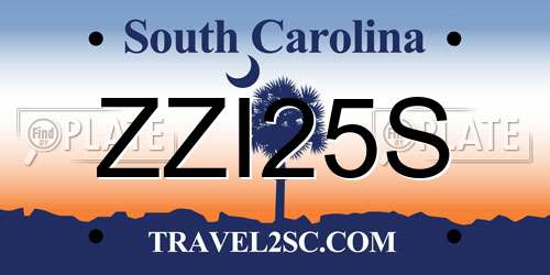 ZZI25S South Carolina License Plate