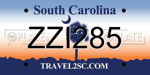 ZZI285 South Carolina License Plate