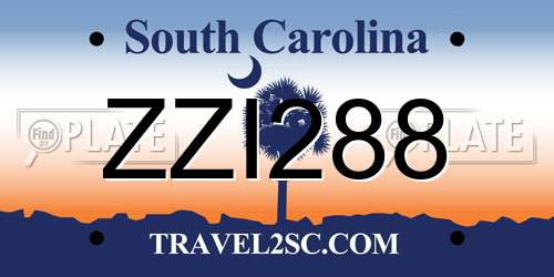 ZZI288 South Carolina License Plate