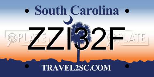 ZZI32F South Carolina License Plate